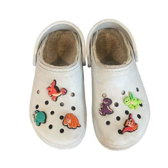 Crocs Classic Faux Fur Lined Light Blue Men 6 Women 8 Dinosaurs Land Down Under - Picture 1 of 11